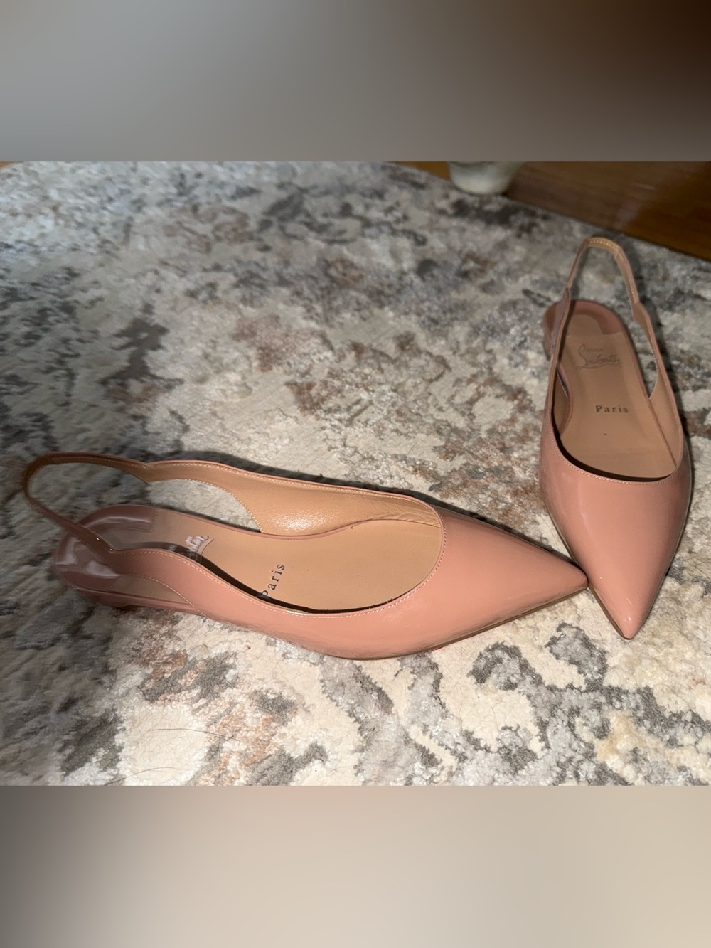 Christian Louboutin hot chickita Nude Pink Patent Slingback Flats